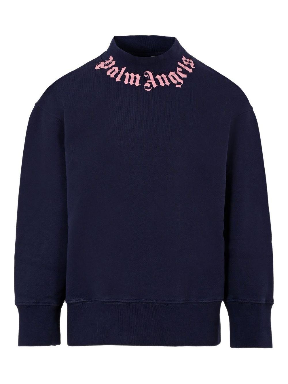 Felpa per bambina Palm Angels Kids blu con dettaglio logo - Rubino Kids