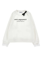 Felpa per bambina Philosophy di Lorenzo Serafini bianca con logo sul davanti - Rubino Kids