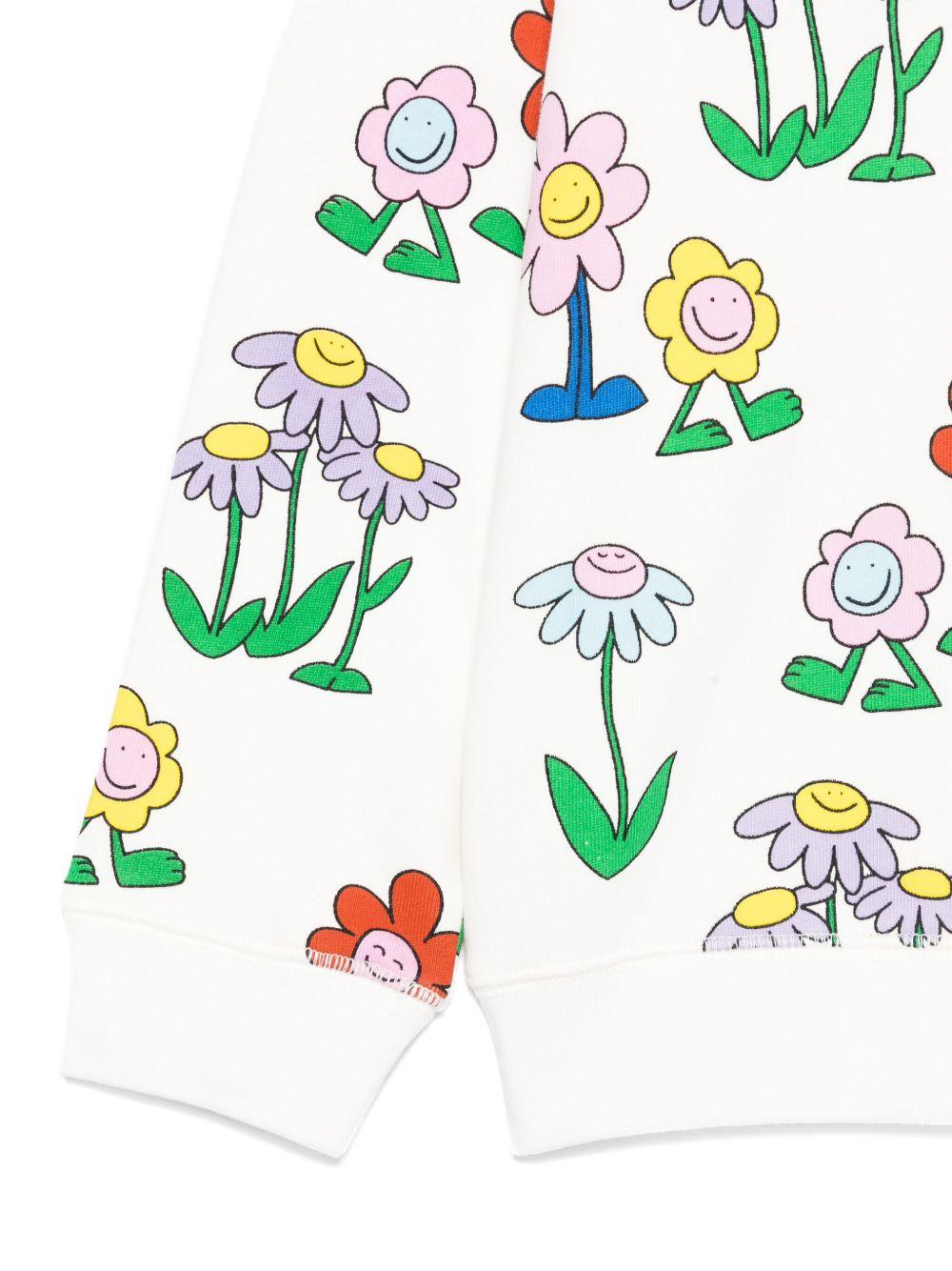 Felpa per bambina Stella McCartney Kids bianco con stampa a fiori - Rubino Kids