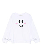 Felpa per bambina Stella McCartney Kids bianco con stampa faccina - Rubino Kids