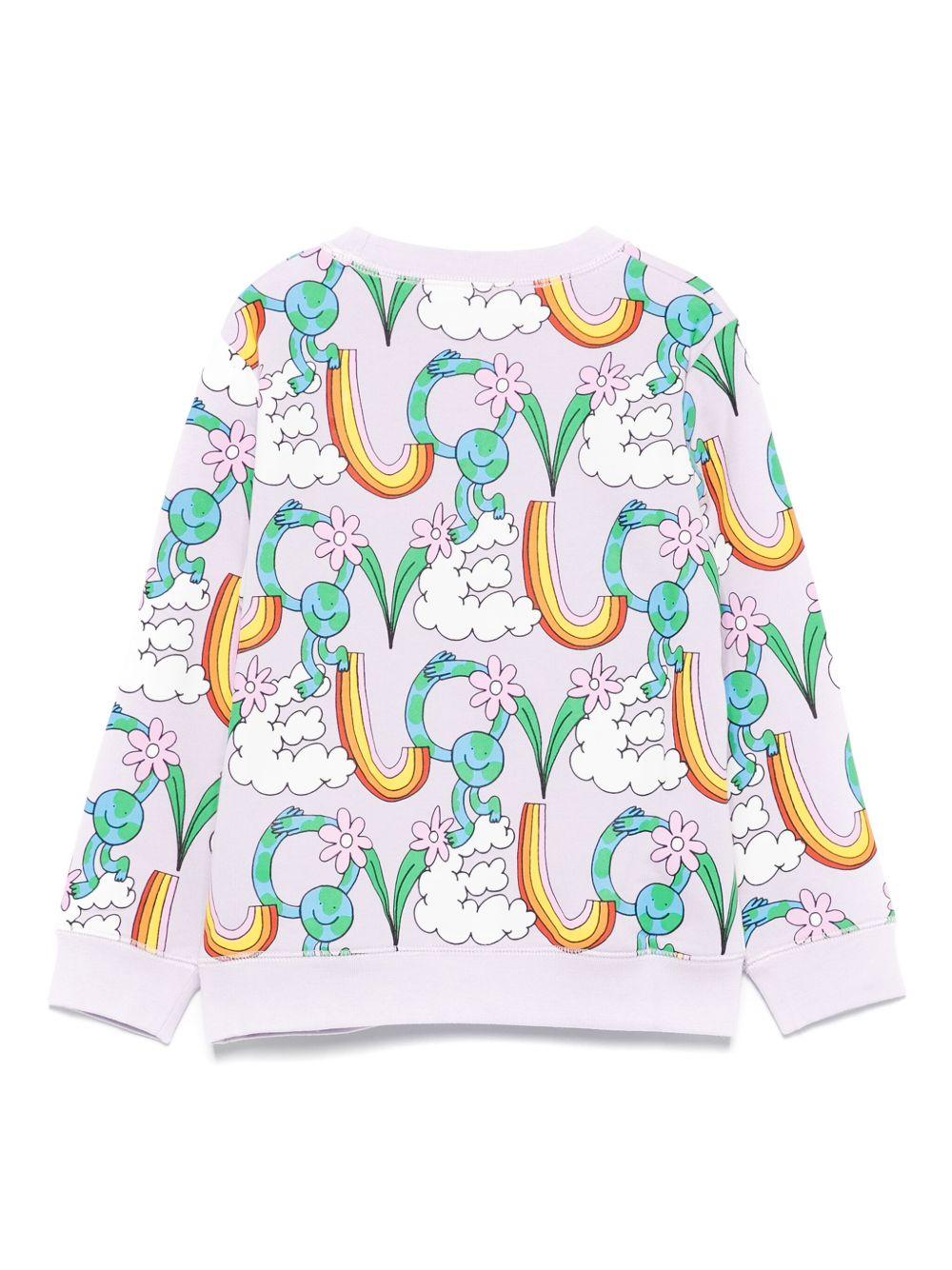 Felpa per bambina Stella McCartney Kids lilla con stampa grafica arcobaleni - Rubino Kids