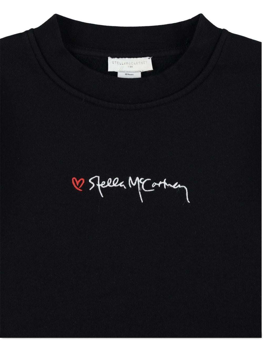 Felpa per bambina Stella McCartney Kids nera con logo ricamato sul davanti - Rubino Kids