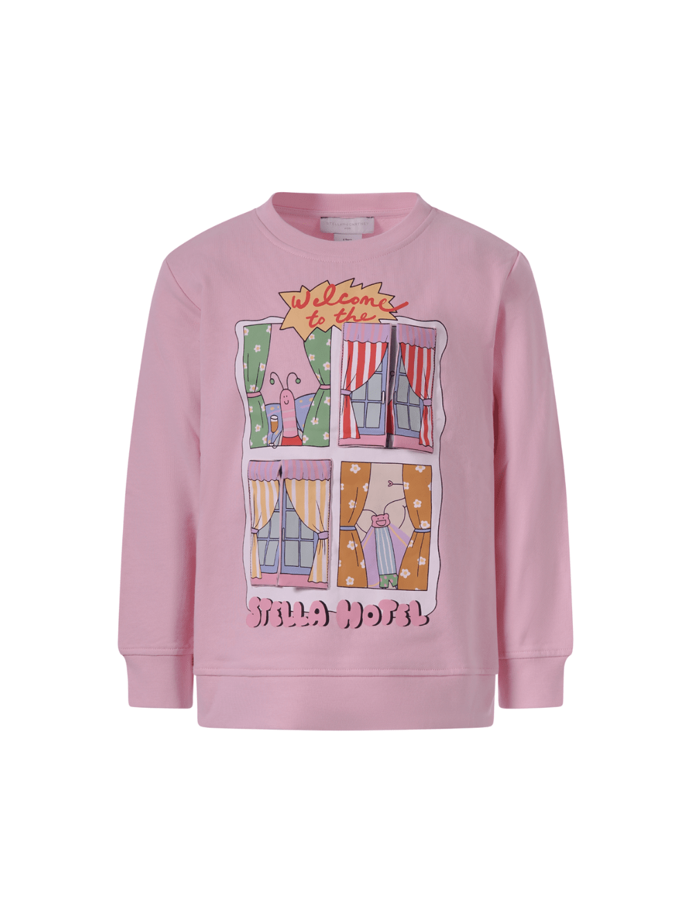 Felpa per bambina Stella McCartney Kids rosa a girocollo con stampa grafica sul davanti - Rubino Kids