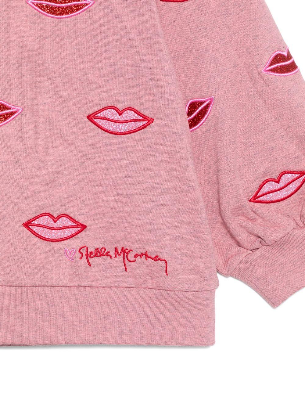 Felpa per bambina Stella McCartney Kids rosa con labbra decorate - Rubino Kids