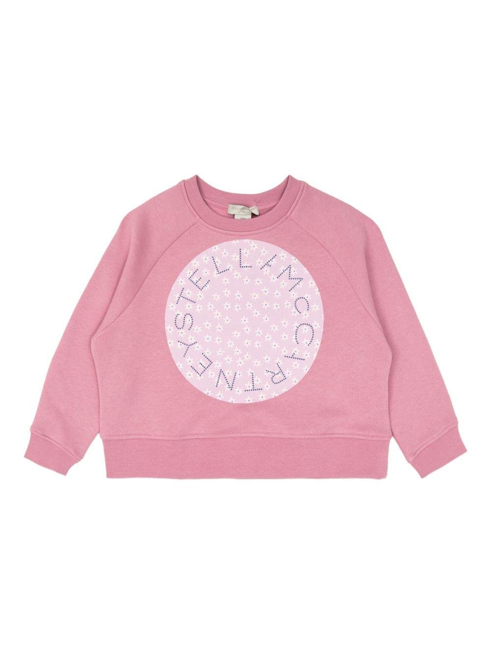 Felpa per bambina Stella McCartney Kids rosa con logo floreale - Rubino Kids