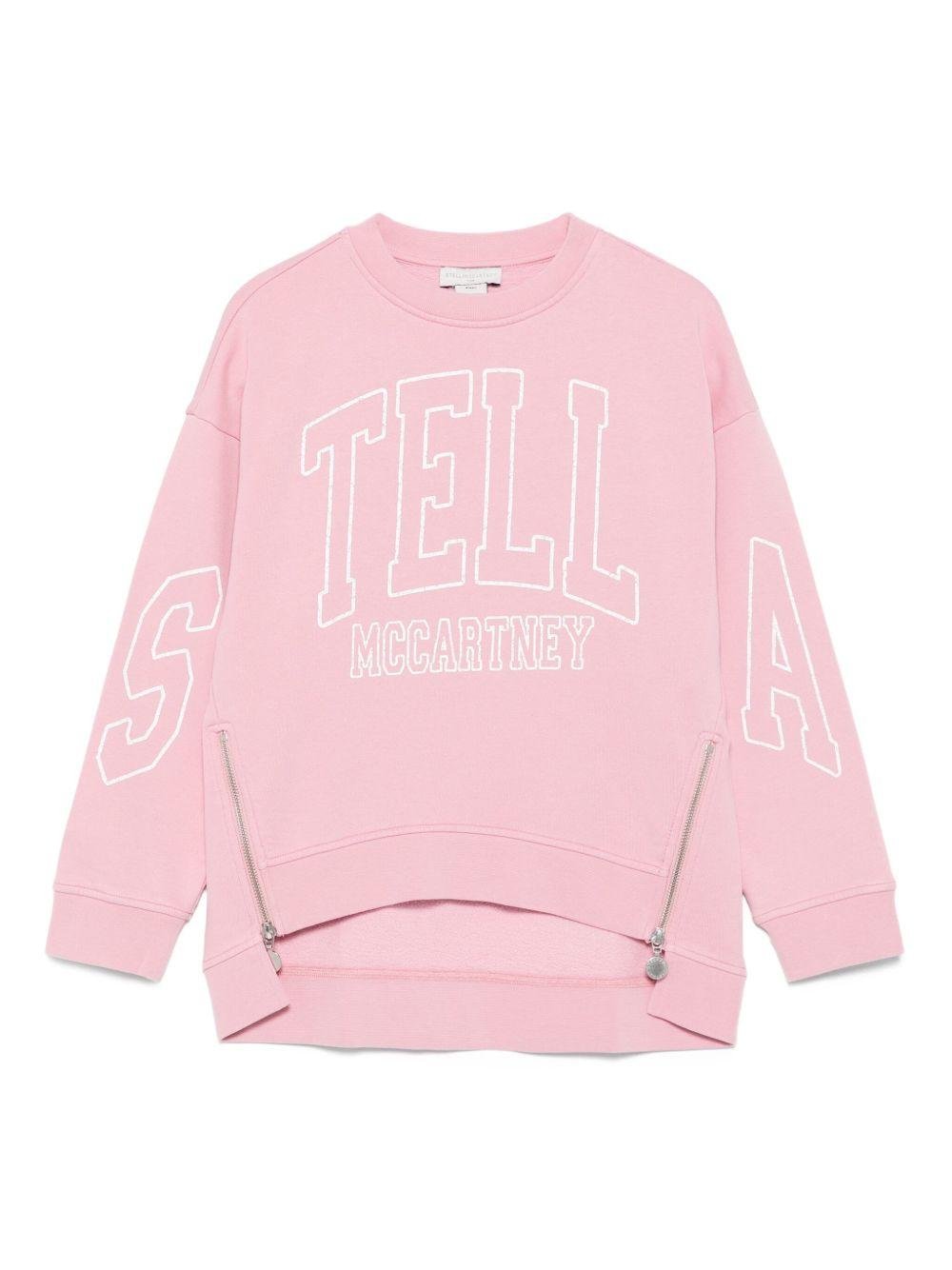 Felpa per bambina Stella McCartney Kids rosa con logo ricamato - Rubino Kids