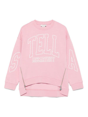 Felpa per bambina Stella McCartney Kids rosa con logo ricamato