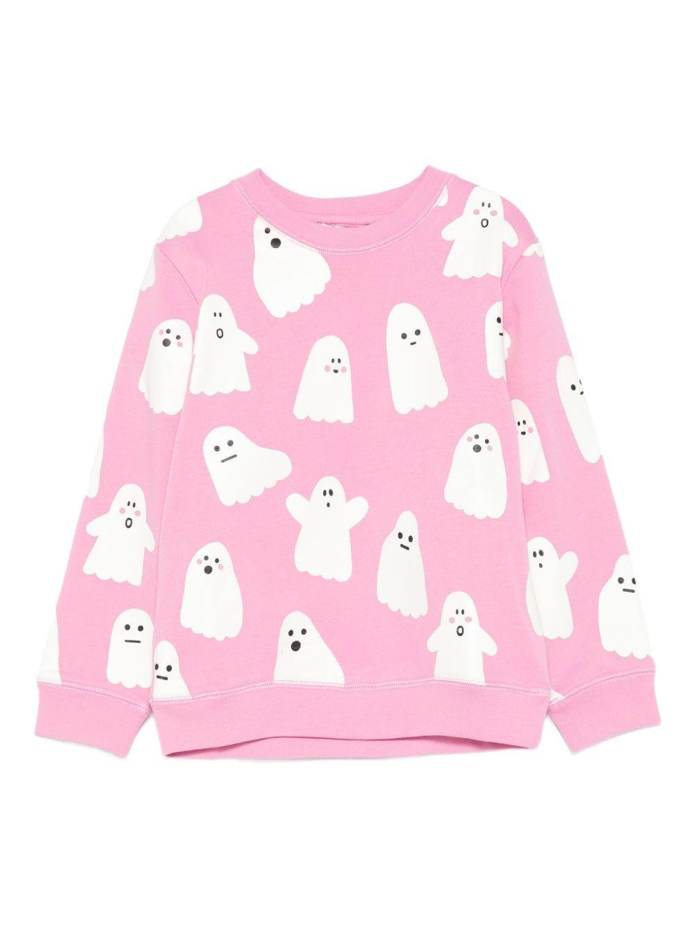 Felpa per bambina Stella McCartney Kids rosa con motivo fantasmi - Rubino Kids
