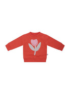 Felpa per bambina Stella McCartney Kids rossa con stampa fiore sul davanti - Rubino Kids