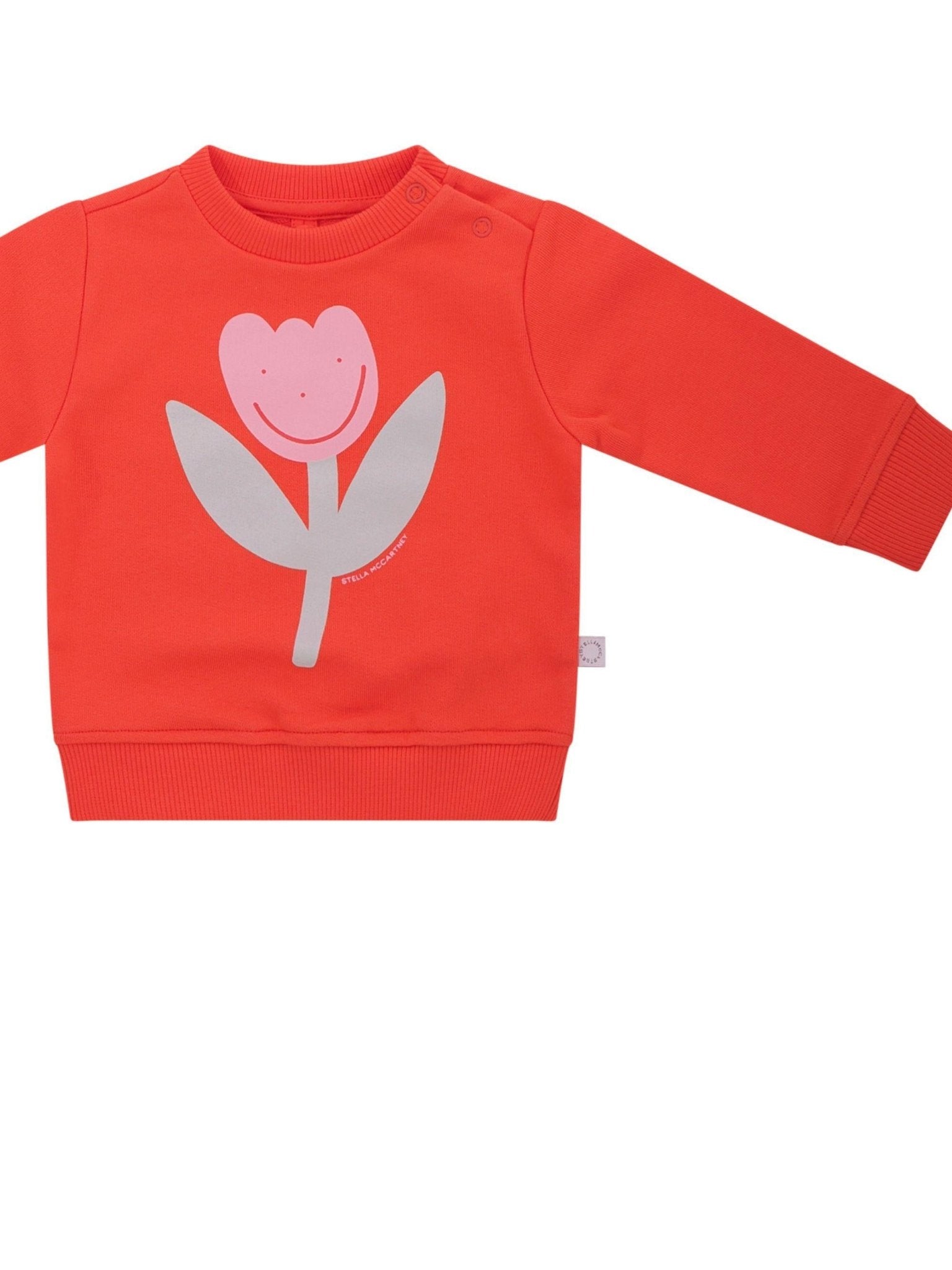 Felpa per bambina Stella McCartney Kids rossa con stampa fiore sul davanti - Rubino Kids