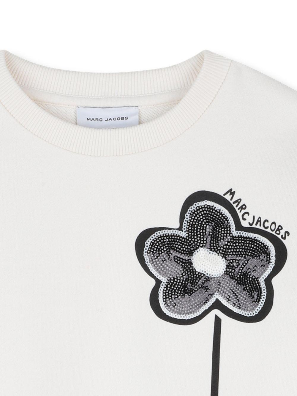 Felpa per bambina The Marc Jacobs Kids bianca con applicazioni a fiore - Rubino Kids