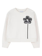 Felpa per bambina The Marc Jacobs Kids bianca con applicazioni a fiore - Rubino Kids
