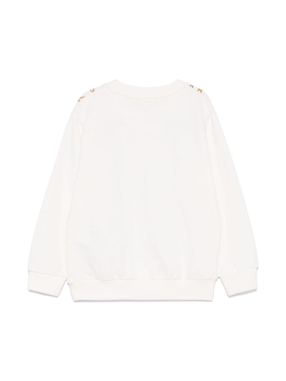 Felpa per bambina Versace Kids bianco con stampa collana loghi - Rubino Kids