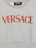 Felpa per bambina Versace Kids grigio con stampa logo sul davanti - Rubino Kids