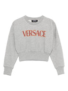 Felpa per bambina Versace Kids grigio con stampa logo sul davanti - Rubino Kids