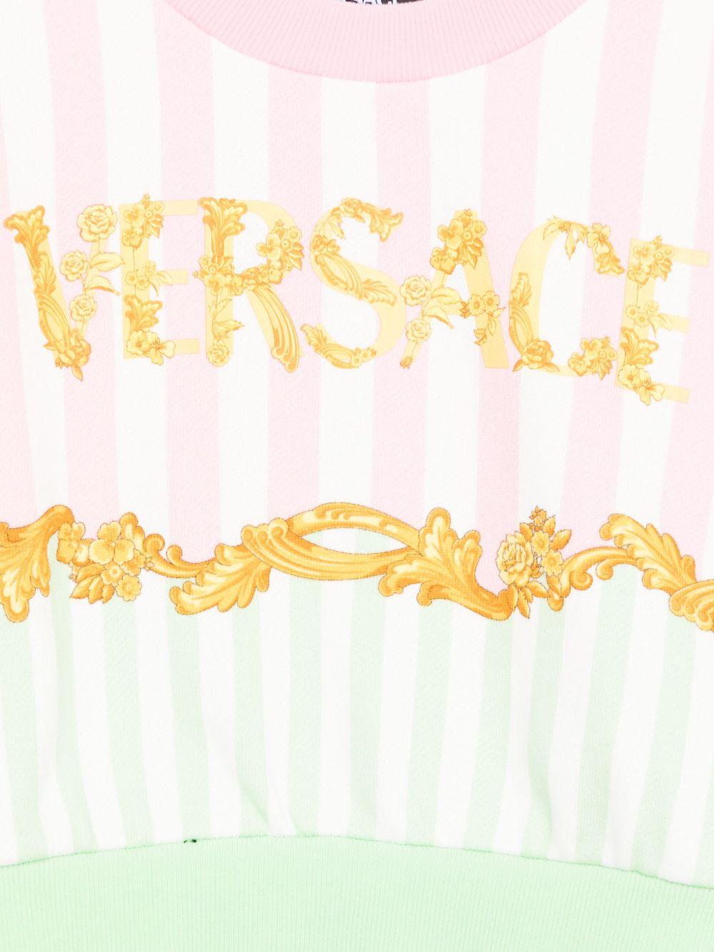 Felpa per bambina Versace Kids rosa con stampa a righe - Rubino Kids