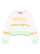Felpa per bambina Versace Kids rosa con stampa a righe - Rubino Kids