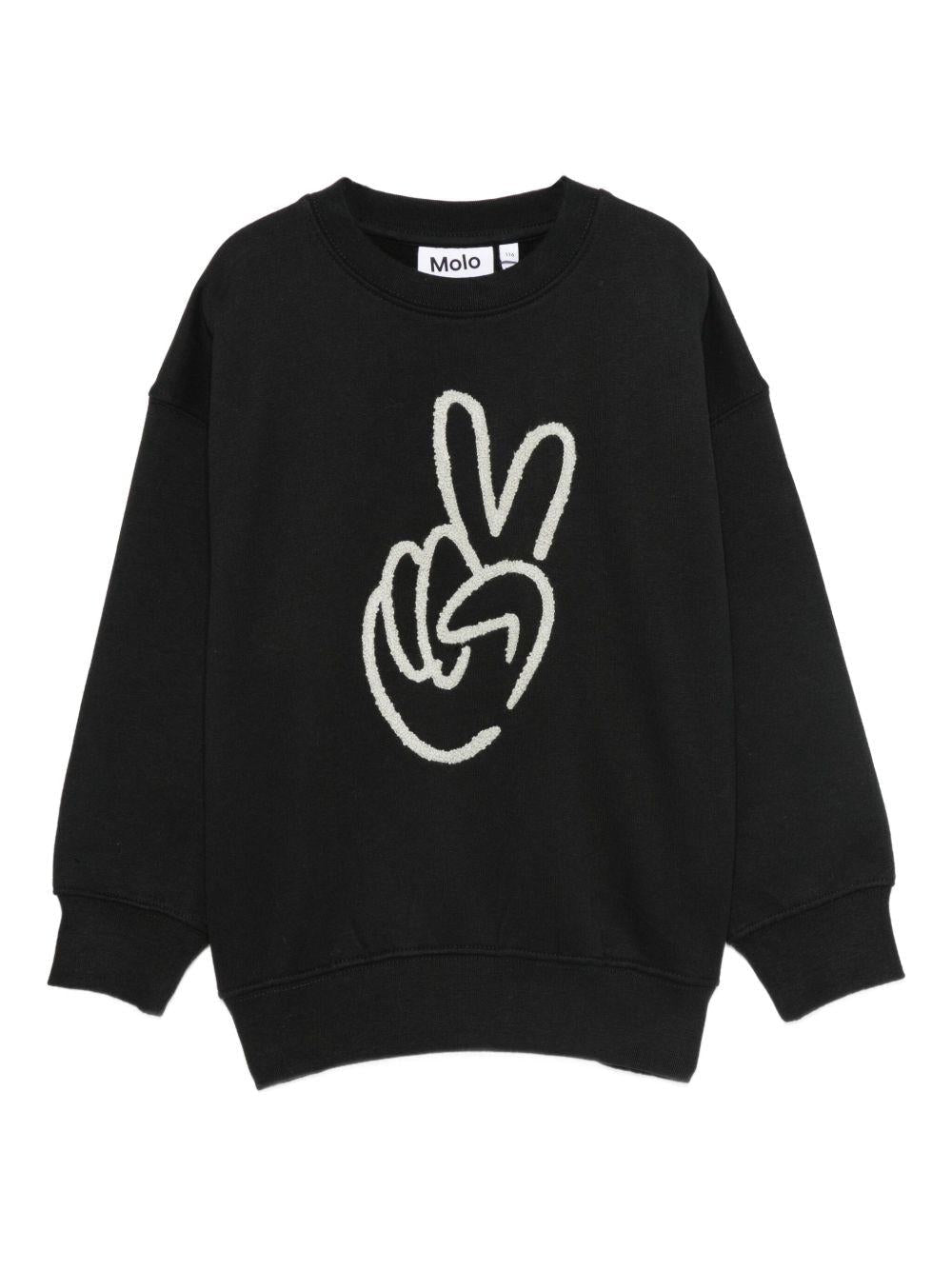 Felpa per bambini Molo nera con simbolo della pace - Rubino Kids