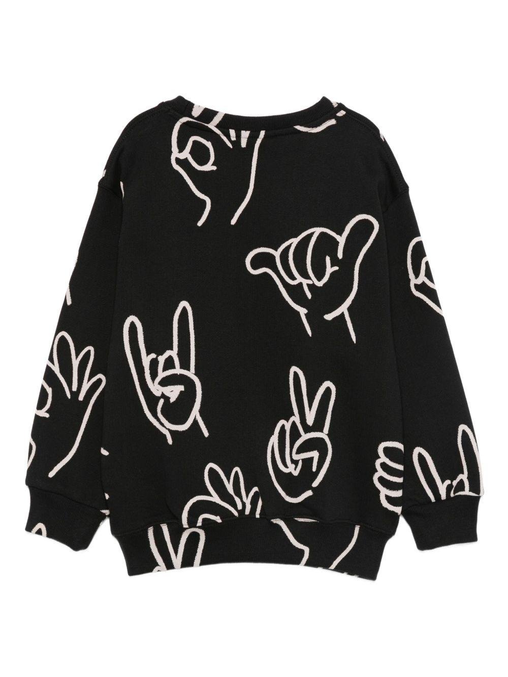 Felpa per bambini Molo nera con stampa all - over - Rubino Kids