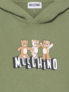 Felpa per bambini Moschini Kids verde con stampa tre Teddy Bear - Rubino Kids