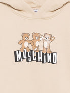 Felpa per bambini Moschino Kids beige con stampa tre Teddy Bear - Rubino Kids