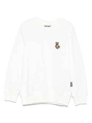 Moschino Kids white sweatshirt with Teddy Bear embroidery