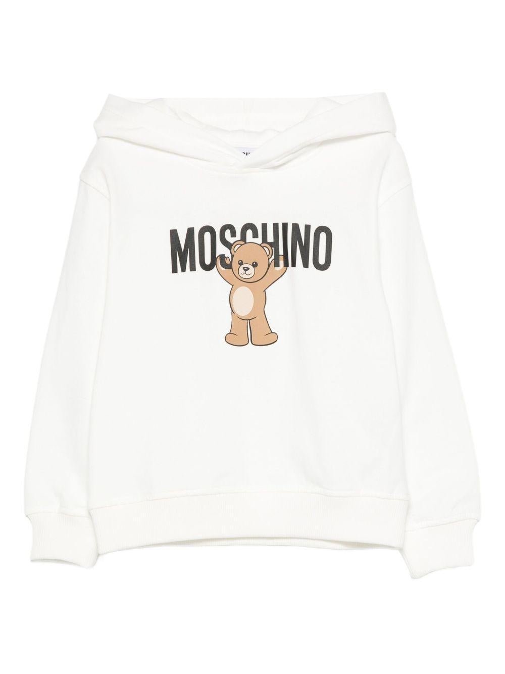 Felpa per bambini Moschino Kids bianca con stampa Teddy Bear - Rubino Kids
