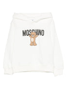 Felpa per bambini Moschino Kids bianca con stampa Teddy Bear - Rubino Kids