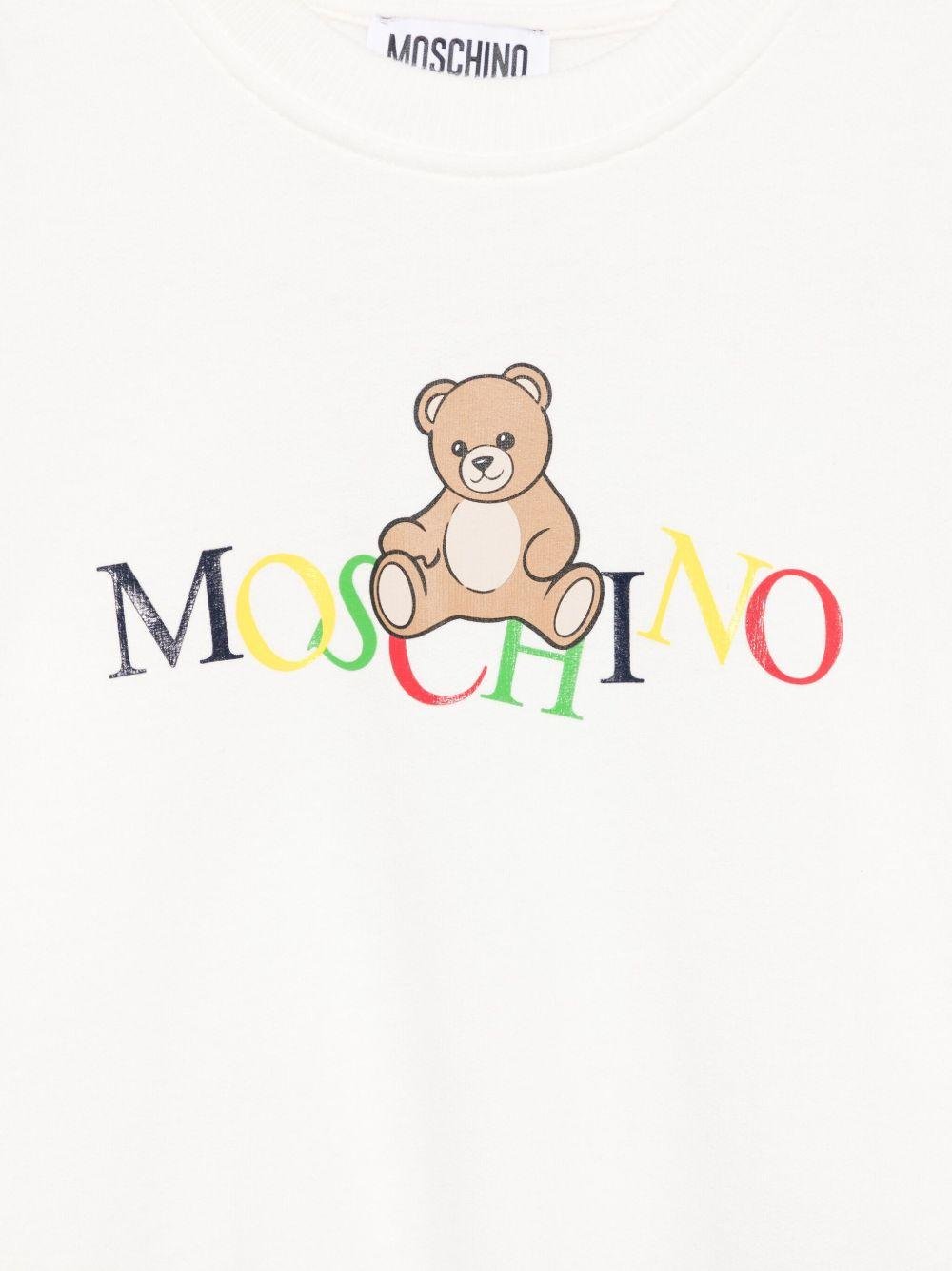 Felpa per bambini Moschino Kids bianca con stampa Teddy - Rubino Kids