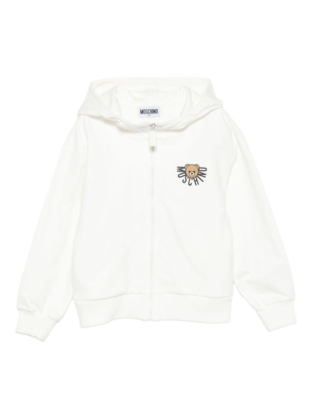 Felpa per bambini Moschino Kids bianco con chiusura con zip - Rubino Kids