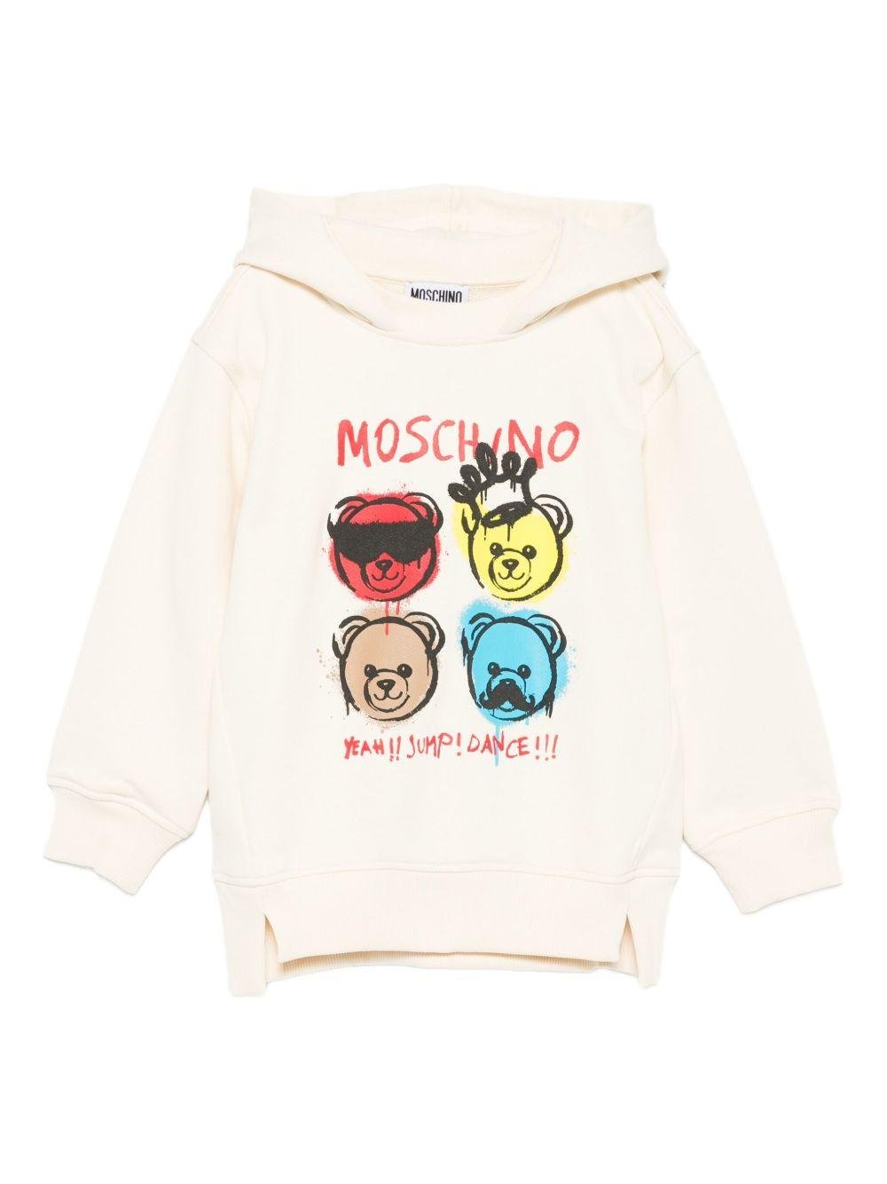 Felpa per bambini Moschino Kids bianco con stampa Teddy - Rubino Kids
