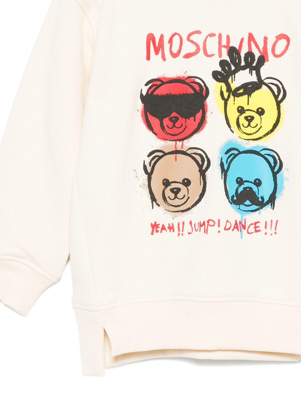 Felpa per bambini Moschino Kids bianco con stampa Teddy - Rubino Kids