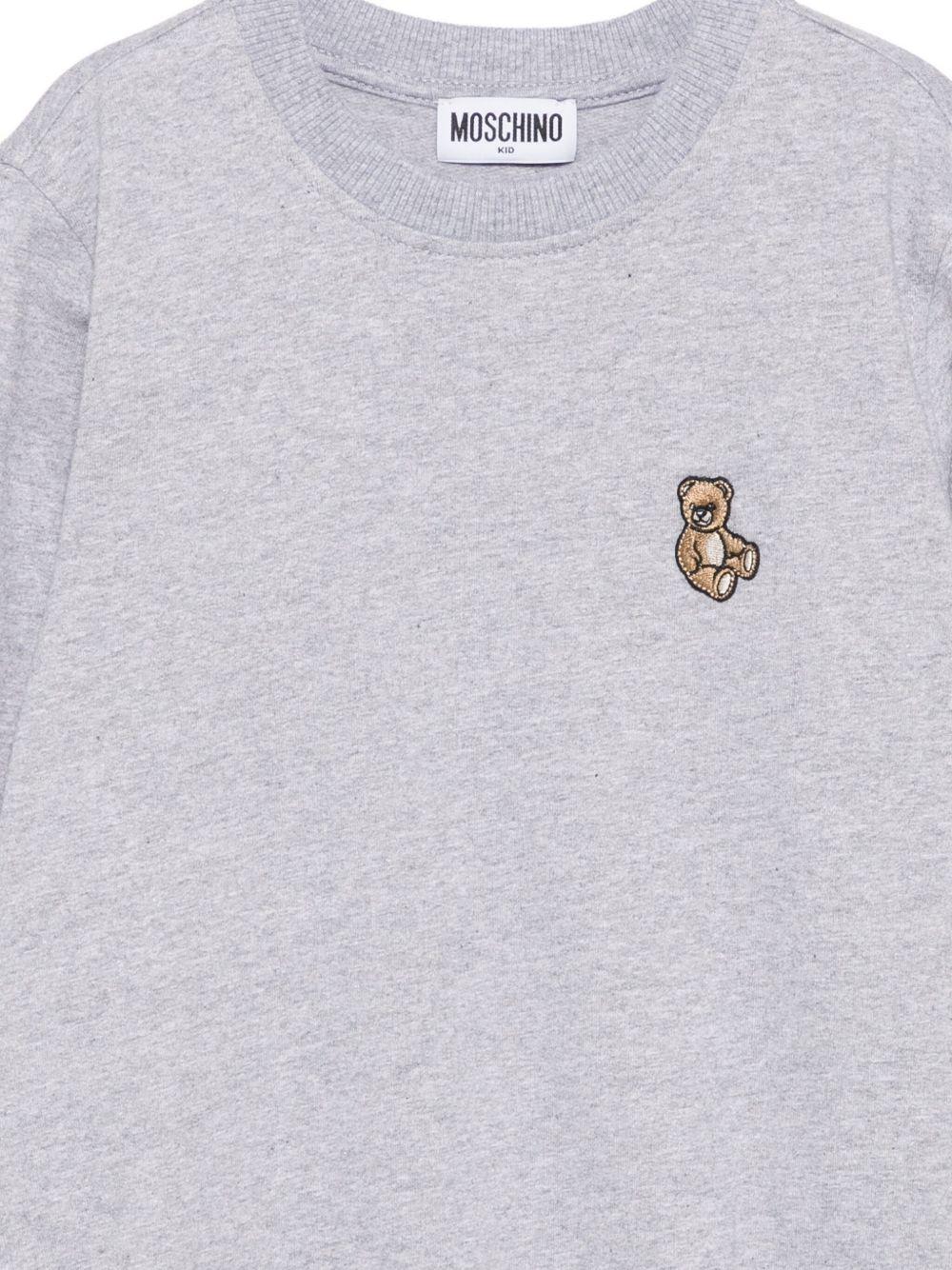 Felpa per bambini Moschino Kids grigia con ricamo Teddy - Rubino Kids