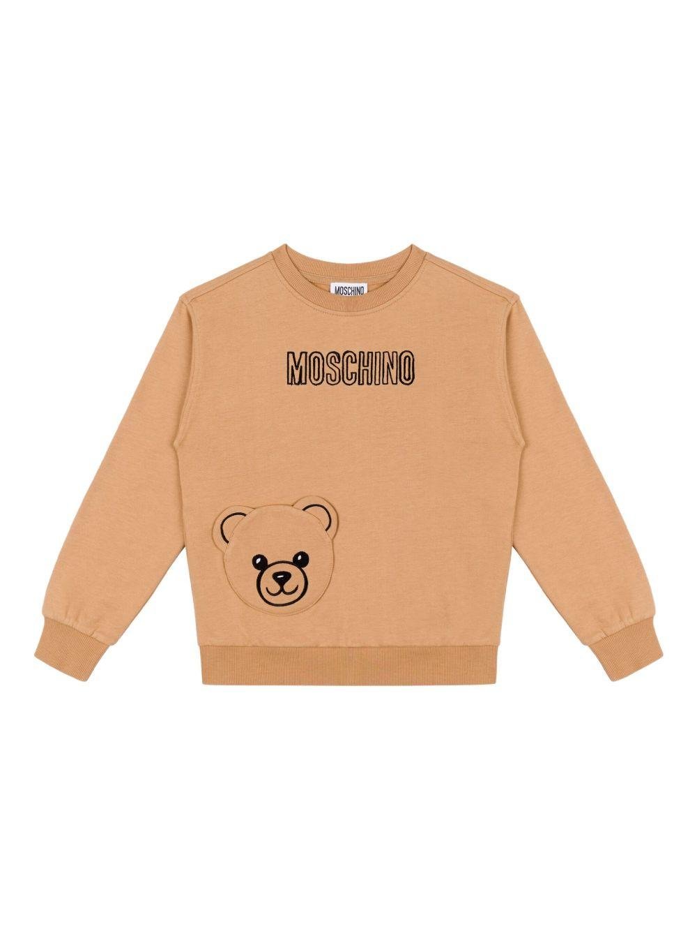 Felpa per bambini Moschino Kids marrone con motivo Bear - Rubino Kids