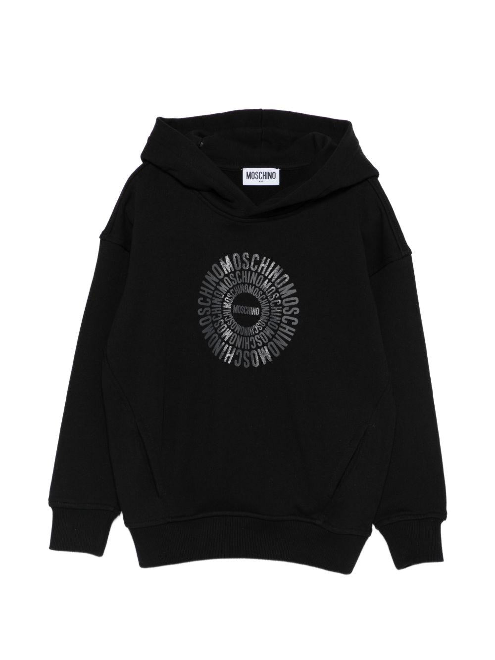 Felpa per bambini Moschino Kids nera con logo sul davanti - Rubino Kids