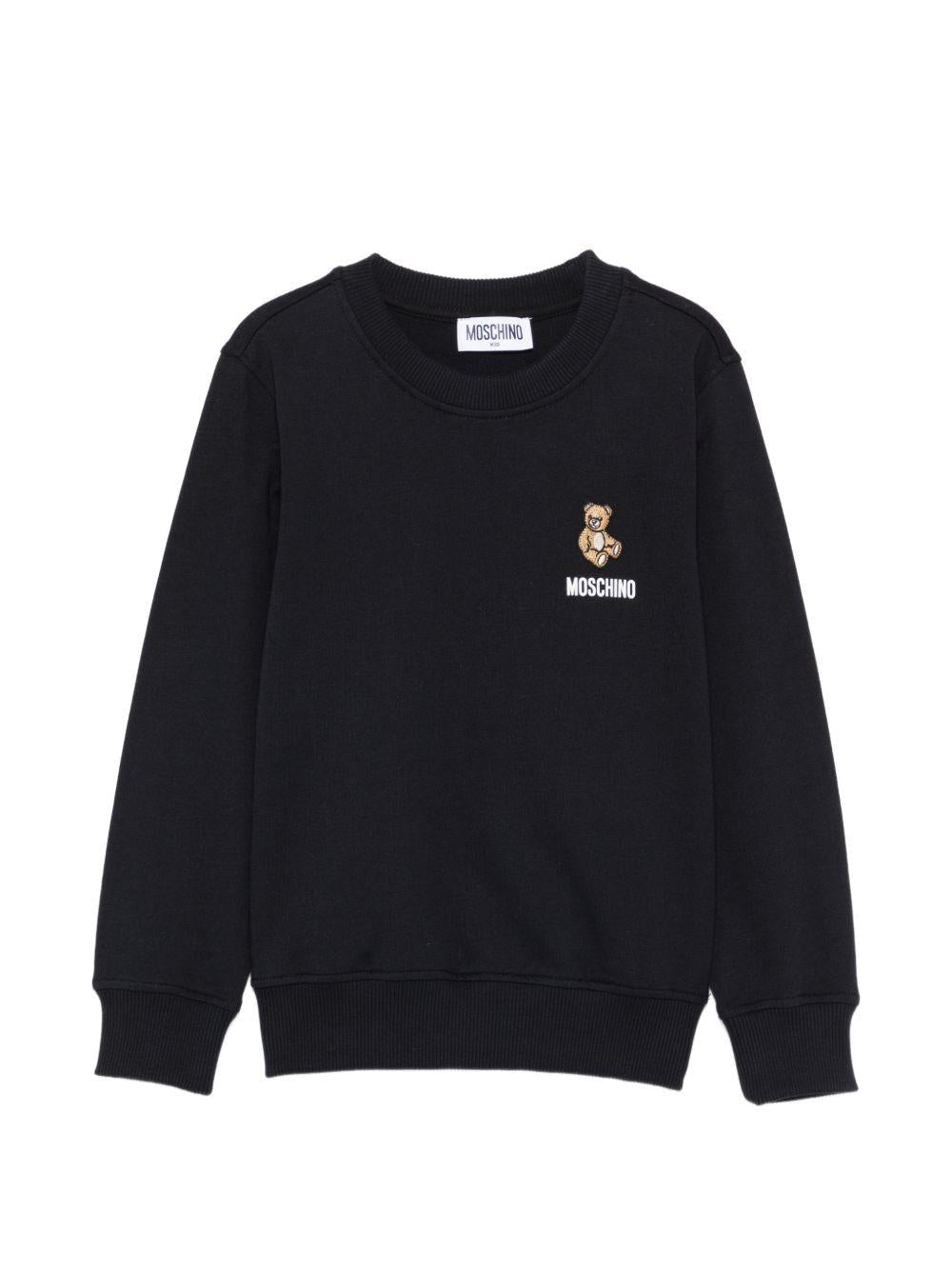 Felpa per bambini Moschino Kids nera con logo sul davanti - Rubino Kids