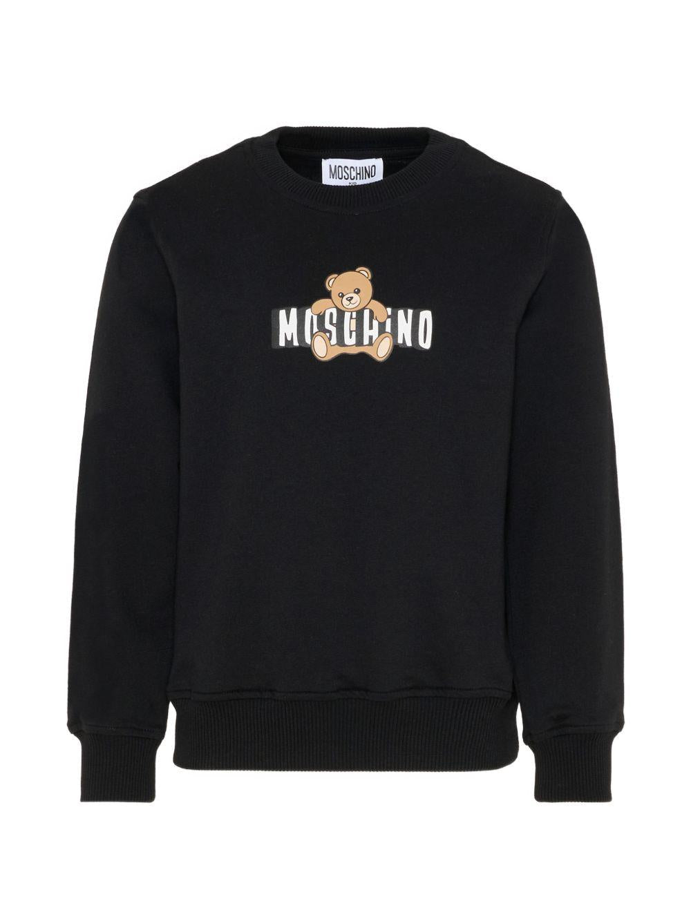 Felpa per bambini Moschino Kids nera con motivo Teddy Bear - Rubino Kids