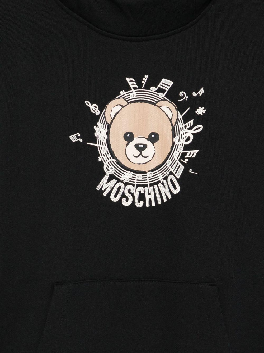 Felpa per bambini Moschino Kids nero con stampa note musicali - Rubino Kids