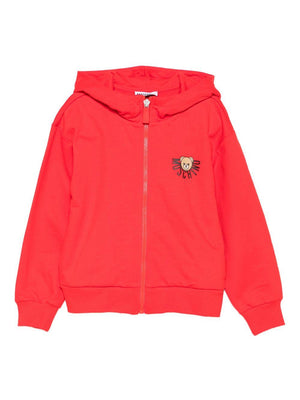 Moschino Kids red zip-up sweatshirt for children