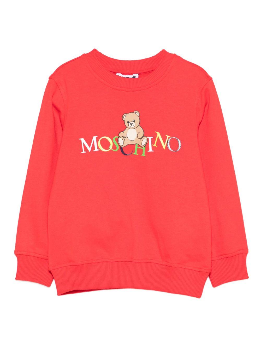 Felpa per bambini Moschino Kids rosso con logo Teddy - Rubino Kids