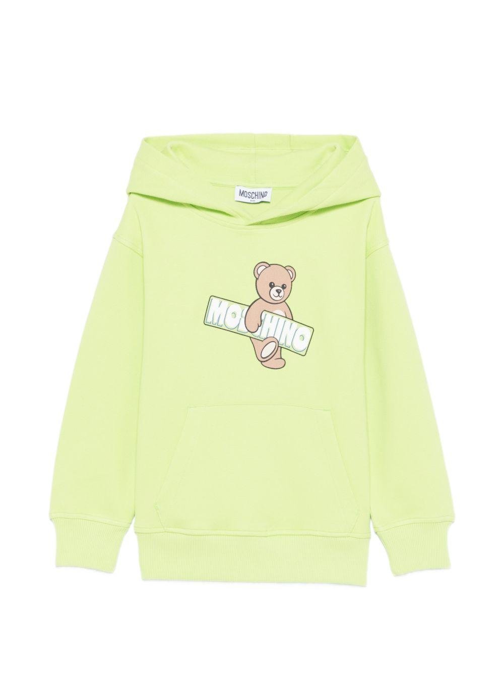 Felpa per bambini Moschino Kids verde con stampa Teddy Bear - Rubino Kids