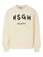Felpa per bambini MSGM Kids beige con logo sul davanti - Rubino Kids