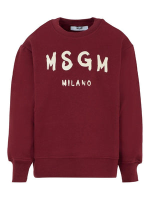 MSGM Kids red sweatshirt with logo on the front