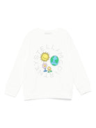 Felpa per bambini Stella McCartney Kids bianco con stampa grafica Earth - Rubino Kids
