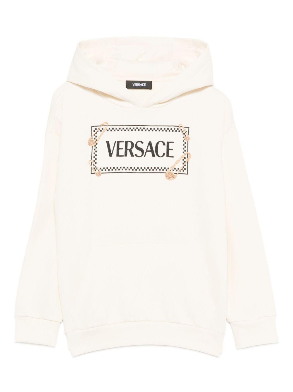 Felpa per bambini Versace Kids avorio con dettaglio logo sul davanti - Rubino Kids