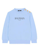 Felpa per bambino Balmain Kids azzurra con logo sul davanti - Rubino Kids