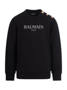 Felpa per bambino Balmain Kids nera con logo sul davanti - Rubino Kids