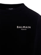 Felpa per bambino Balmain Kids nera con stampa logo sul petto - Rubino Kids