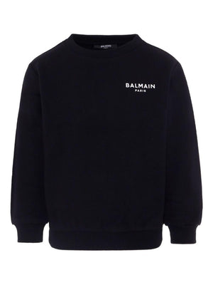 Balmain Kids black sweatshirt with logo print on the chest