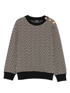 Felpa per bambino Balmain Kids nero con bottoni e motivo monogramma - Rubino Kids